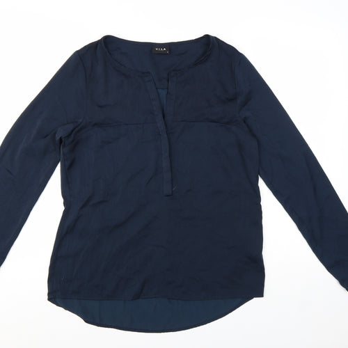 Vila Women Blue Polyester Long Sleeve Tunic Blouse M