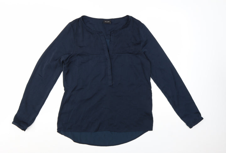Vila Women Blue Polyester Long Sleeve Tunic Blouse M