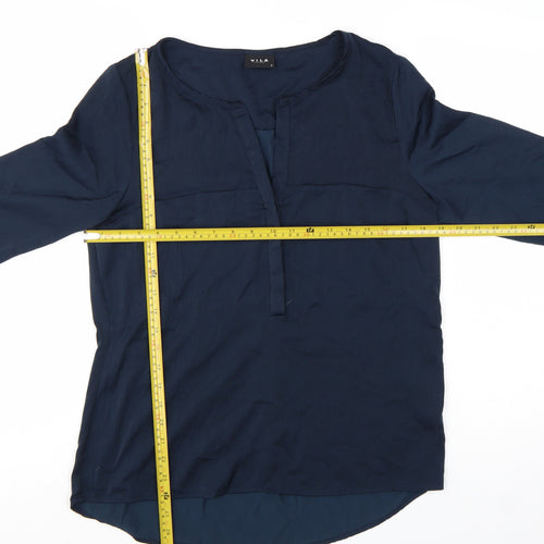Vila Women Blue Polyester Long Sleeve Tunic Blouse M