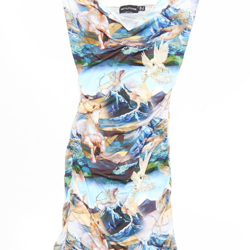 PrettyLittleThing Women's Multicoloured Size 8 Slip Dress Ruched