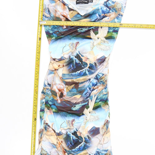 PrettyLittleThing Women's Multicoloured Size 8 Slip Dress Ruched