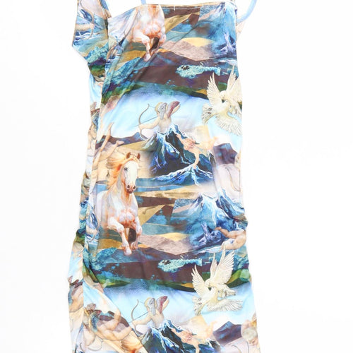 PrettyLittleThing Women's Multicoloured Size 8 Slip Dress Ruched