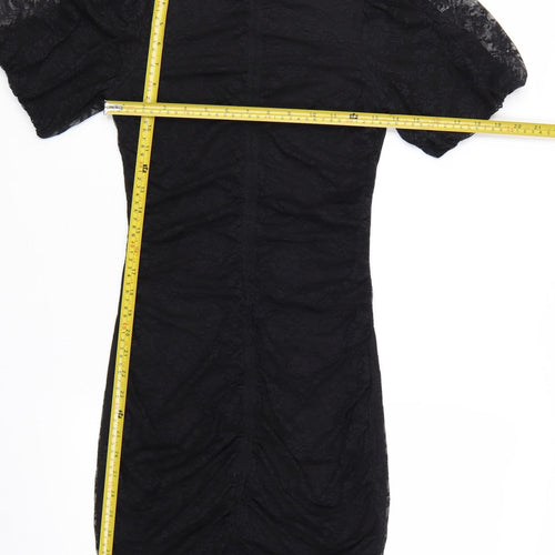 H&M Divided Women’s Black Puff Sleeve Bodycon Short Dress Size 8