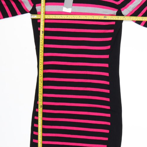 Therapy Women’s Black Pink Stripe Bodycon Knit Dress M