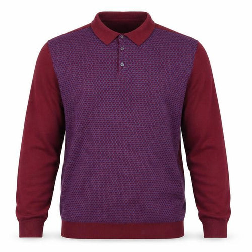 2nd Chapter Men's Red Cotton Collared Henley Jumper XL Long Sleeve Knit