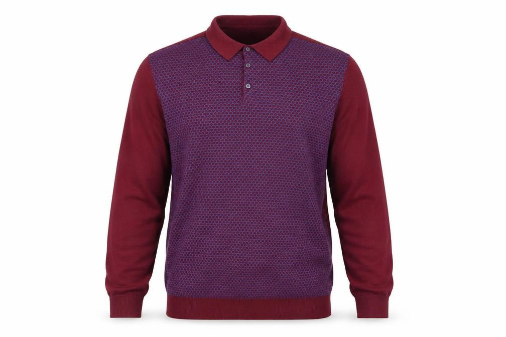2nd Chapter Men's Red Cotton Collared Henley Jumper XL Long Sleeve Knit