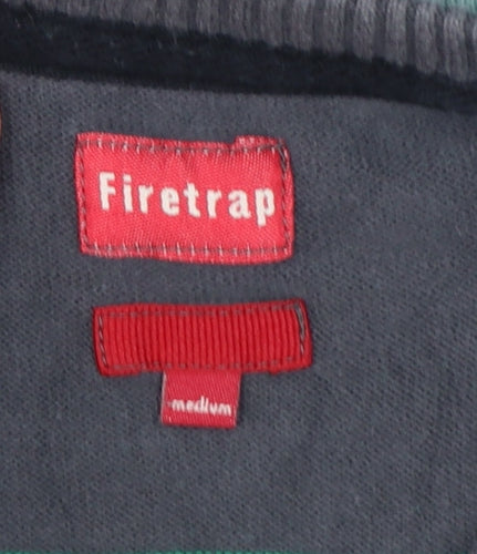 Firetrap Men's Multicoloured Striped Cotton Crew Neck Jumper Medium