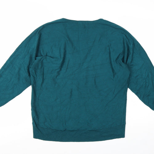Monsoon Womens Green V-Neck Star Rhinestone Pullover Jumper Size M