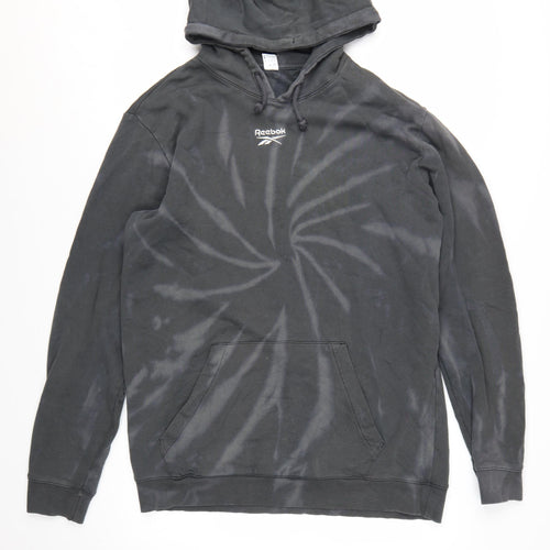 Reebok Men's Black Tie-Dye Pullover Hoodie Size L Sports Style