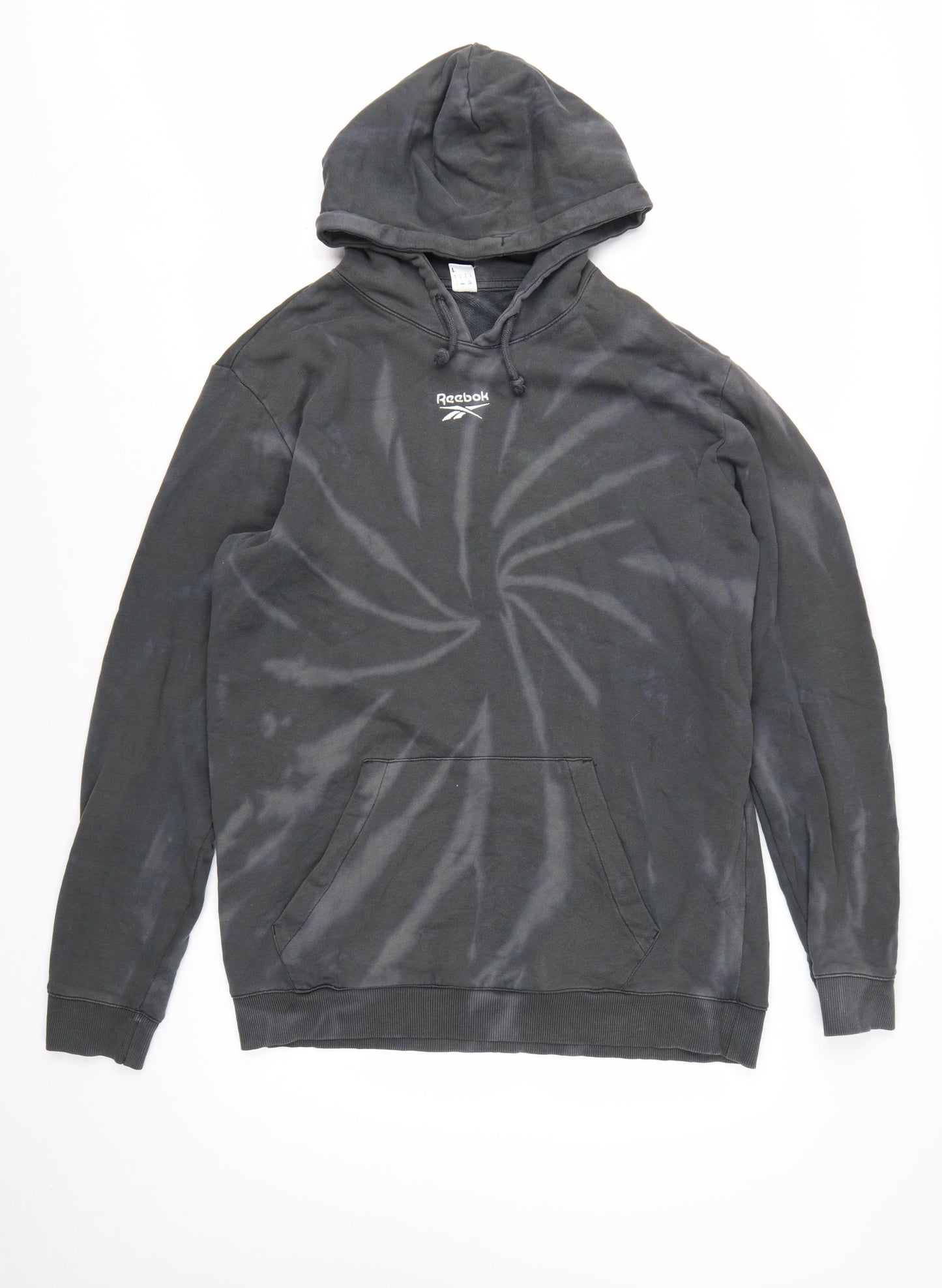 Reebok Men's Black Tie-Dye Pullover Hoodie Size L Sports Style