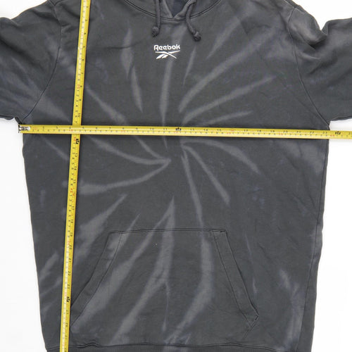Reebok Men's Black Tie-Dye Pullover Hoodie Size L Sports Style
