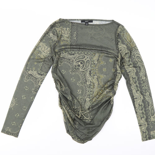 Next Women’s Green Paisley Mesh Long Sleeve Tunic Blouse Size 14