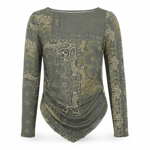 Next Women’s Green Paisley Mesh Long Sleeve Tunic Blouse Size 14