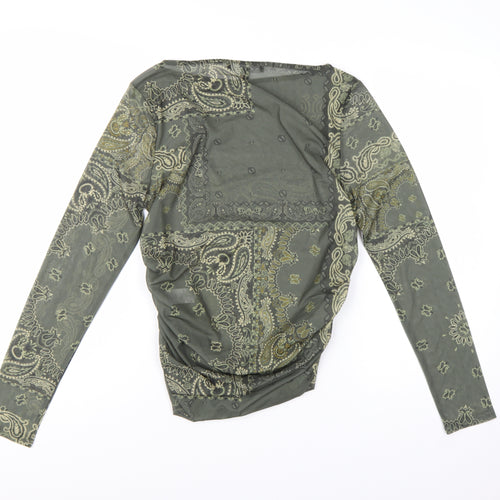 Next Women’s Green Paisley Mesh Long Sleeve Tunic Blouse Size 14