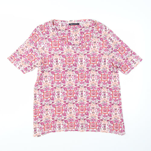 Marks and Spencer Womens Pink Floral Cotton Tunic Blouse Size 22