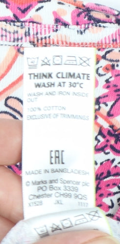 Marks and Spencer Womens Pink Floral Cotton Tunic Blouse Size 22