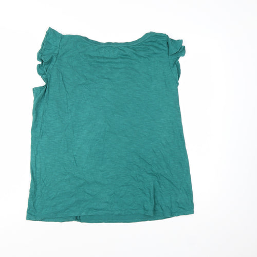 Ann Taylor Loft Women's Green Embroidered Cotton Sleeveless Top L