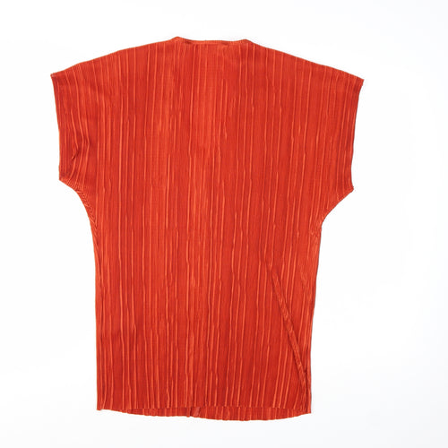 Bay Verity Women’s Orange V-Neck Pleated Tunic Blouse 2XL