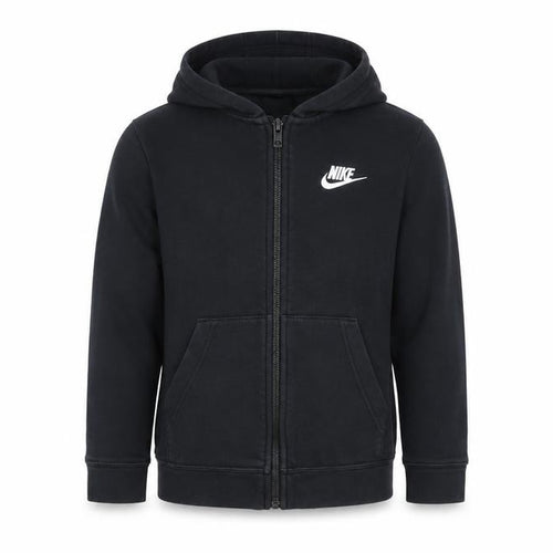 Nike Boys Black Full Zip Hoodie XS 122-128cm Cotton Blend Casual
