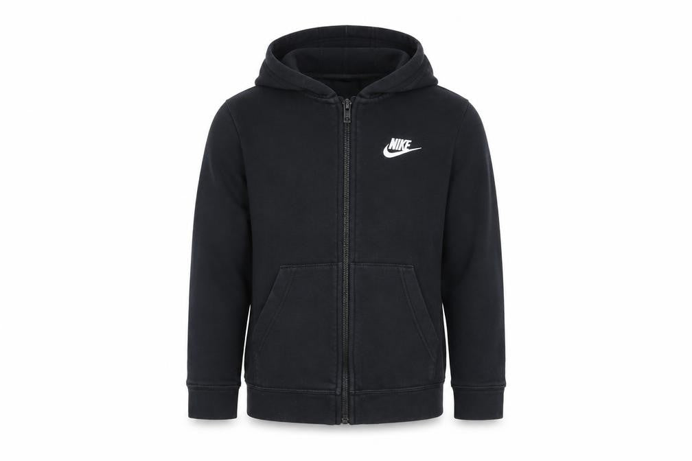 Nike Boys Black Full Zip Hoodie XS 122-128cm Cotton Blend Casual