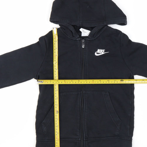 Nike Boys Black Full Zip Hoodie XS 122-128cm Cotton Blend Casual