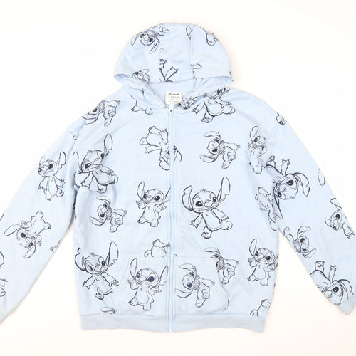 Primark Girls Blue Stitch Full Zip Hoodie 14-15 Years Disney Fleece