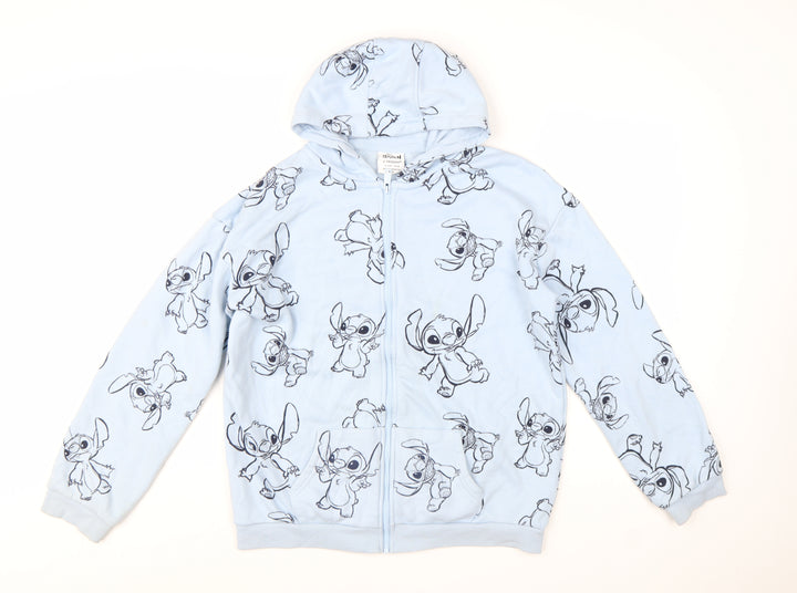 Primark Girls Blue Stitch Full Zip Hoodie 14-15 Years Disney Fleece