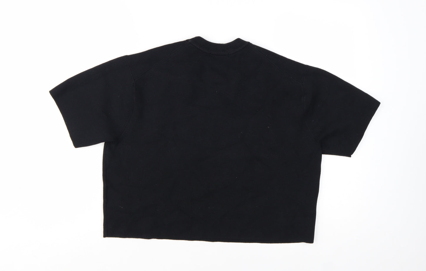 Uniqlo Women's Black Cotton Blend Short Sleeve Pullover Jumper Size M
