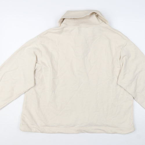 COS Women Beige Cotton Henley Pullover Sweatshirt Size L