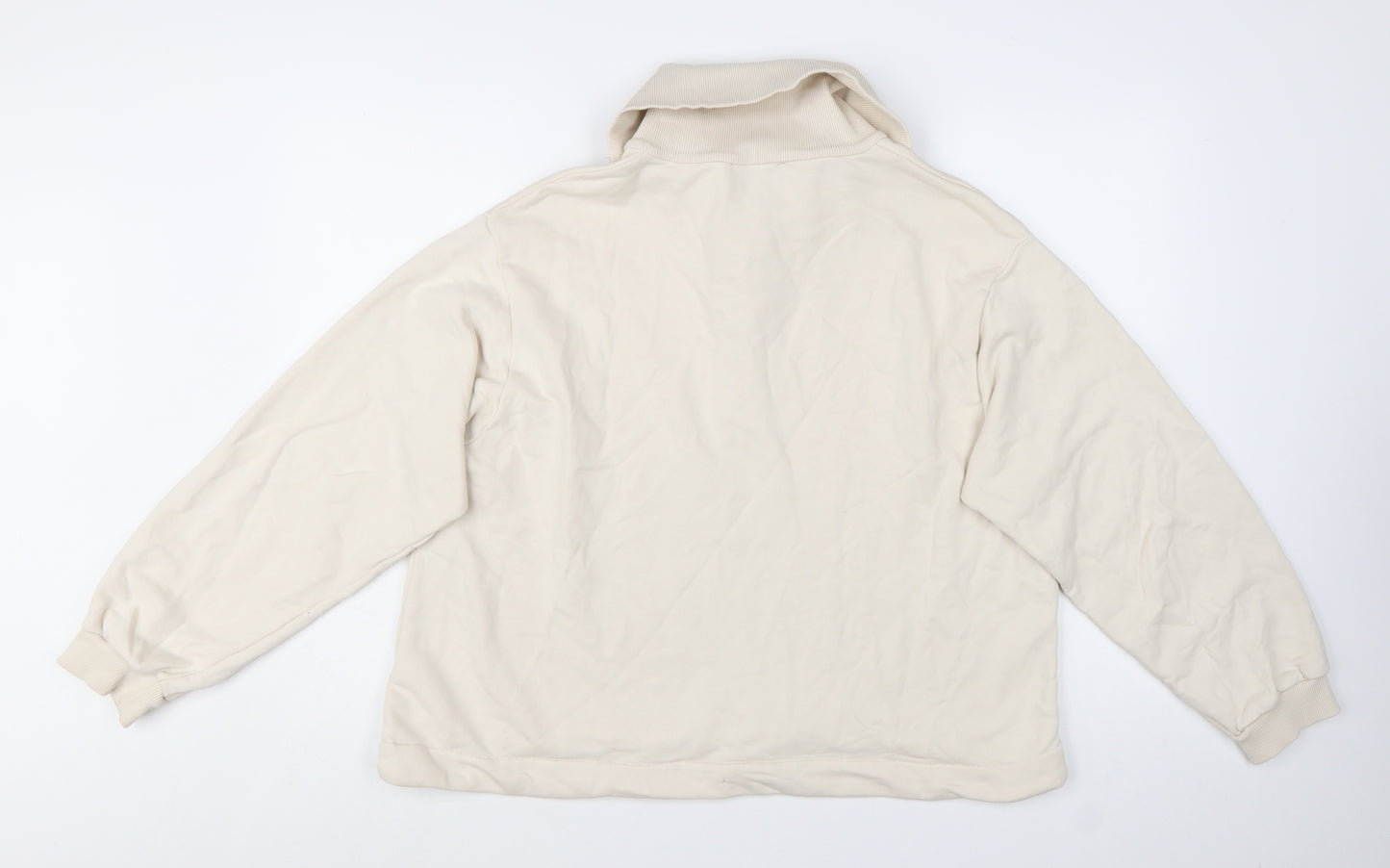 COS Women Beige Cotton Henley Pullover Sweatshirt Size L