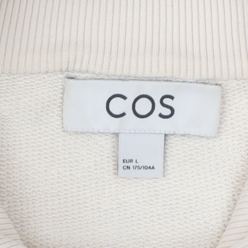 COS Women Beige Cotton Henley Pullover Sweatshirt Size L