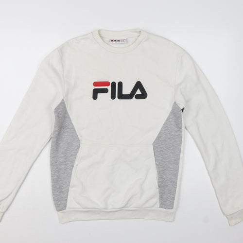 FILA Men's White XS Pullover Sweatshirt Logo Graphic