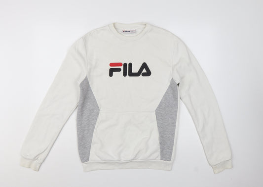 FILA Men's White XS Pullover Sweatshirt Logo Graphic