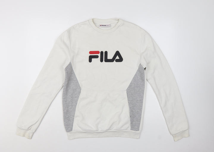 FILA Men's White XS Pullover Sweatshirt Logo Graphic