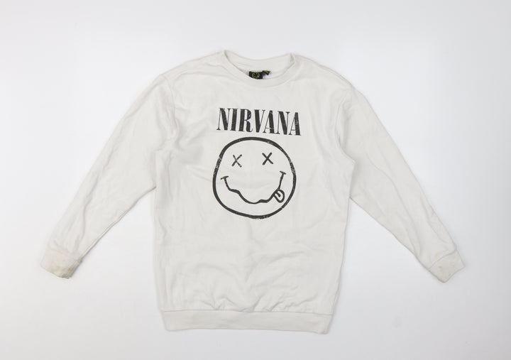 New Look Girls White Nirvana Graphic Pullover Sweatshirt 10-11 Years