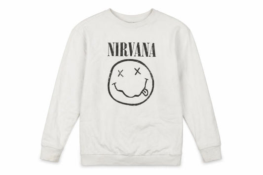 Front view of New Look girls’ white nirvana graphic pullover sweatshirt 10-11 years