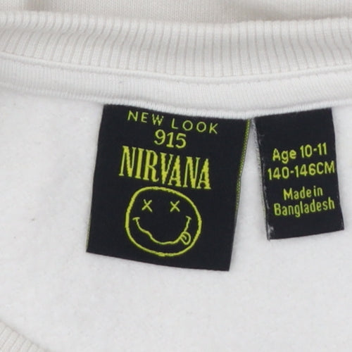 New Look Girls White Nirvana Graphic Pullover Sweatshirt 10-11 Years
