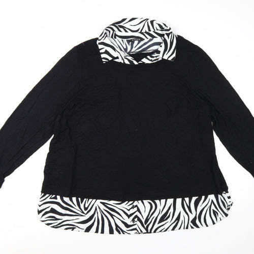 Evans Women's Black Zebra Print Collar Tunic Blouse Size 20