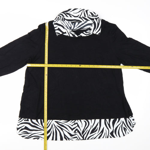 Evans Women's Black Zebra Print Collar Tunic Blouse Size 20