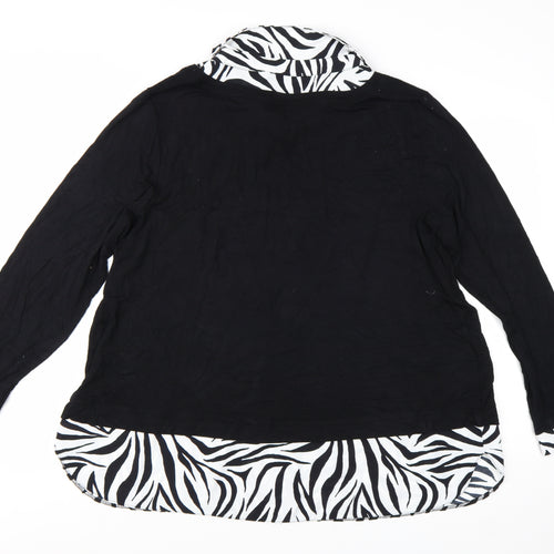 Evans Women's Black Zebra Print Collar Tunic Blouse Size 20