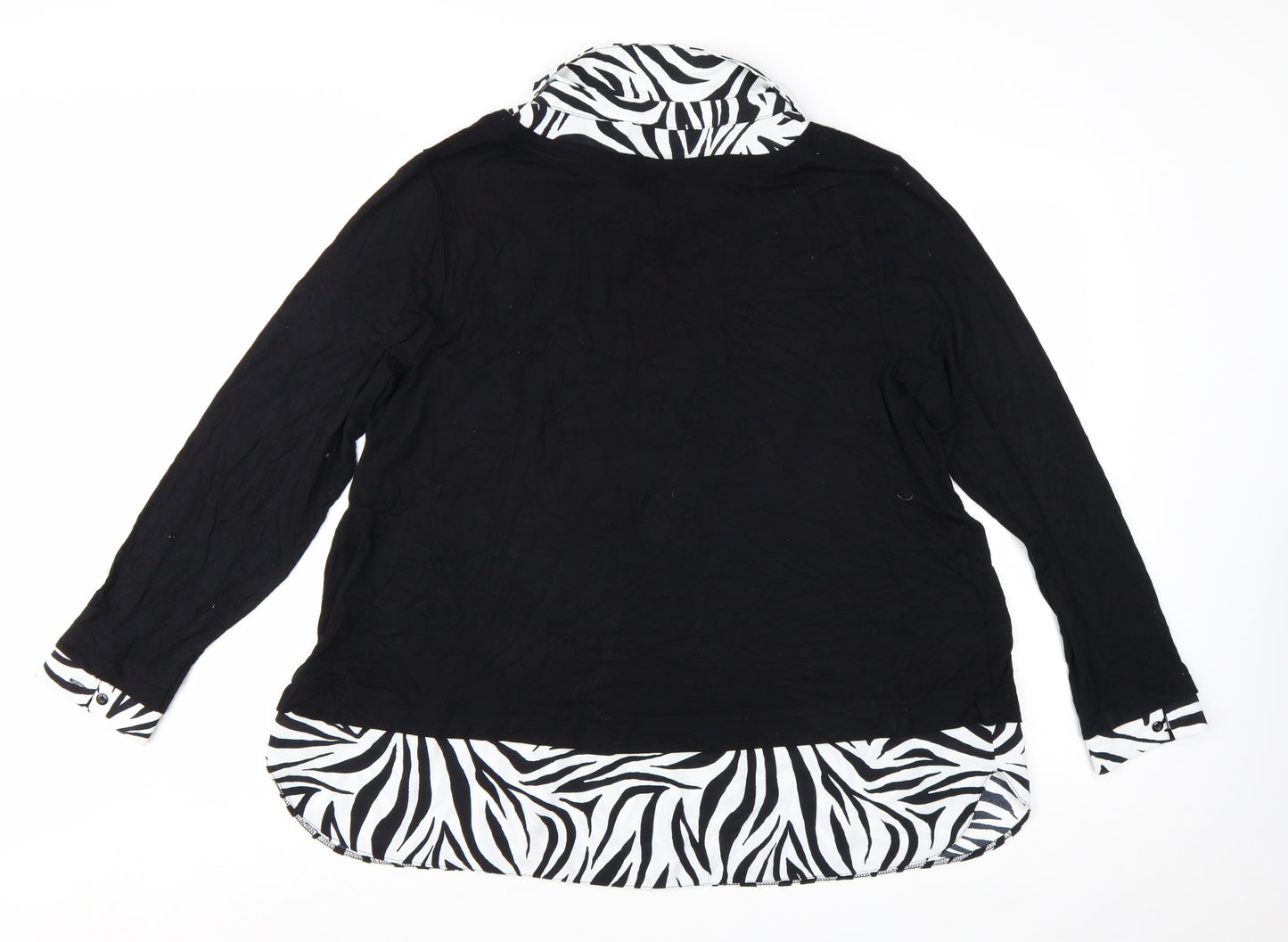 Evans Women's Black Zebra Print Collar Tunic Blouse Size 20