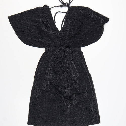 Dorothy Perkins Women’s Black Glitter Wrap Dress Size 10