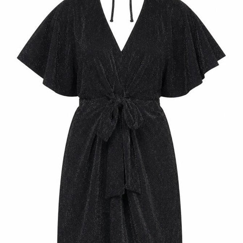 Dorothy Perkins Women’s Black Glitter Wrap Dress Size 10