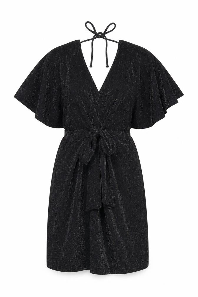 Dorothy Perkins Women’s Black Glitter Wrap Dress Size 10