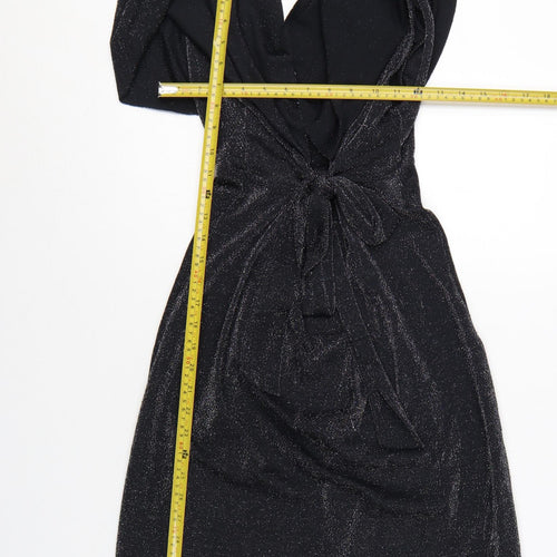 Dorothy Perkins Women’s Black Glitter Wrap Dress Size 10