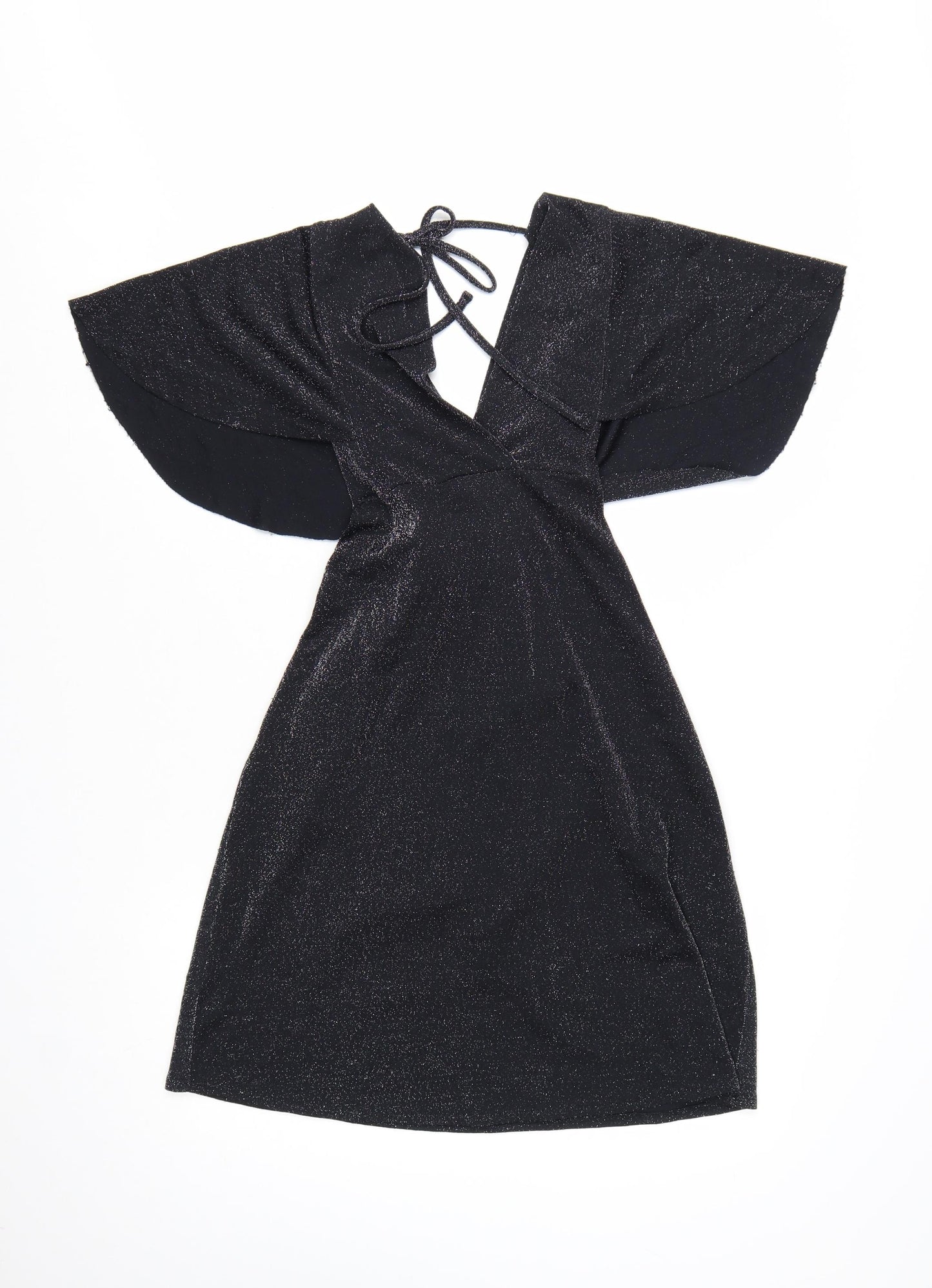 Dorothy Perkins Women’s Black Glitter Wrap Dress Size 10