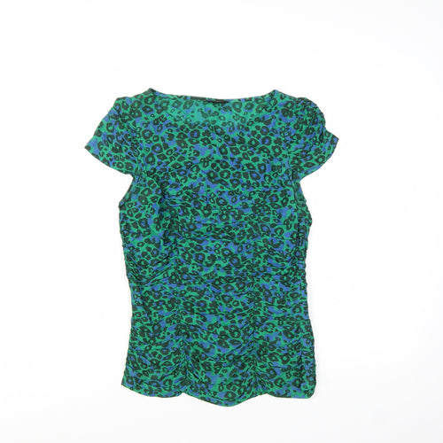 Next Women's Green Animal Print Viscose Blouse Size 6