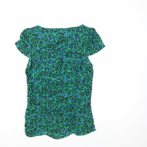Next Women's Green Animal Print Viscose Blouse Size 6