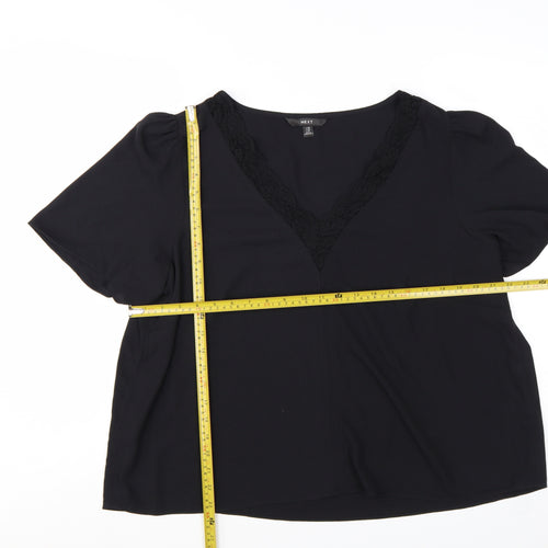Next Women’s Black Lace Trim V-Neck Short Sleeve Blouse UK 20