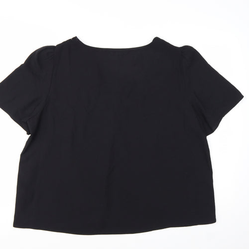 Next Women’s Black Lace Trim V-Neck Short Sleeve Blouse UK 20